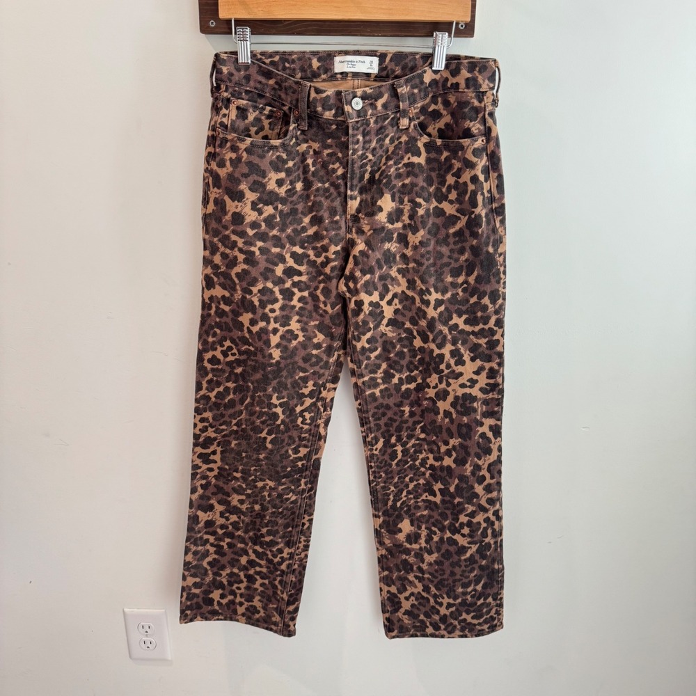 Abercrombie & Fitch Leopard Print Wide Leg Jeans - Brown/Black